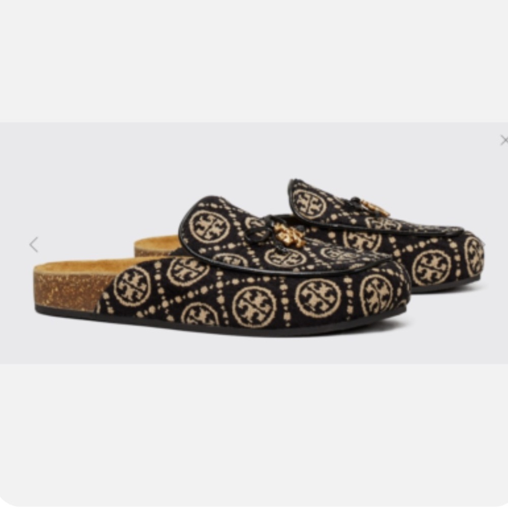 New Tory Burch monogram mules with charm